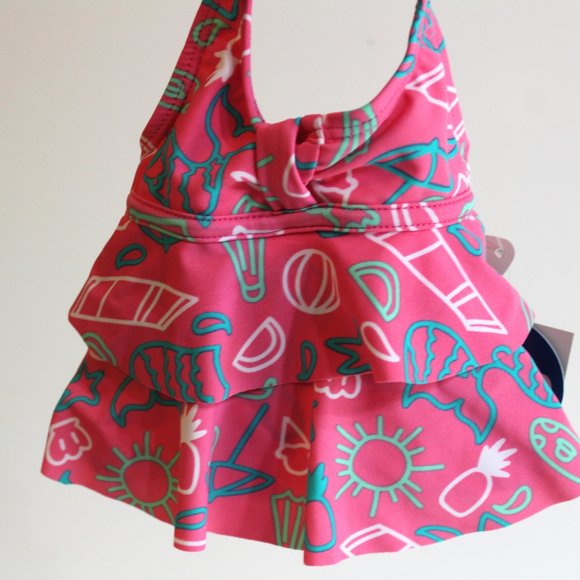 Wave Zone Baby Girl Halter Swimsuit Size 0-3 Months UV Protection - Picture 3 of 7
